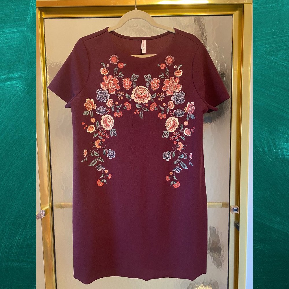 Xhilaration | (Target) Maroon Dress Floral Design